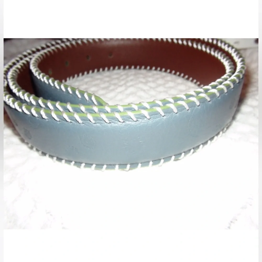 Robert Graham Griffith Suede Grey Whip Stitch Leather Belt
